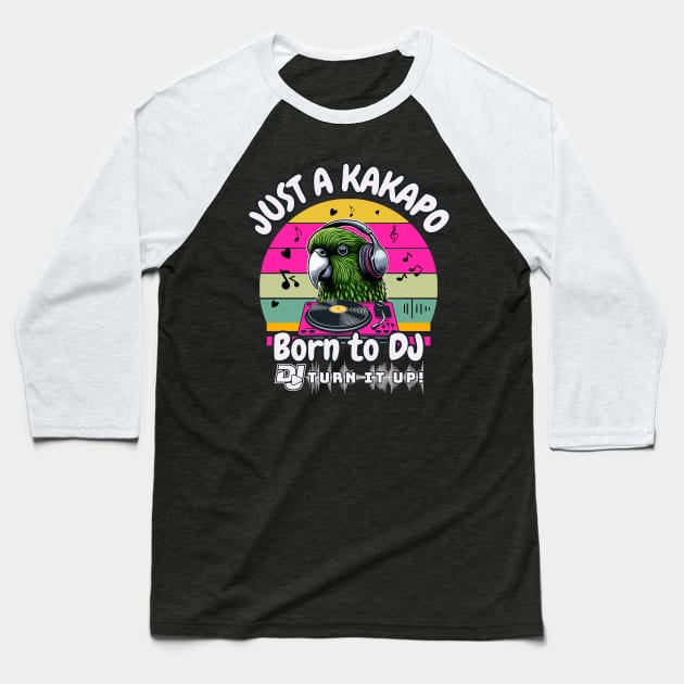 "Just a Kakapo, Born to DJ: Turn it Up!" Baseball T-Shirt by chems eddine